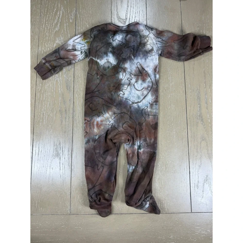 Elephant Sleeper Kids 9M Brown Multi Tie Dye Dinosaur Footed CUSTOM